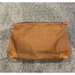 S-ZONE Canvas/Cowhide Leather Organizer Large Toiletry Travel Pouch Clutch Purse